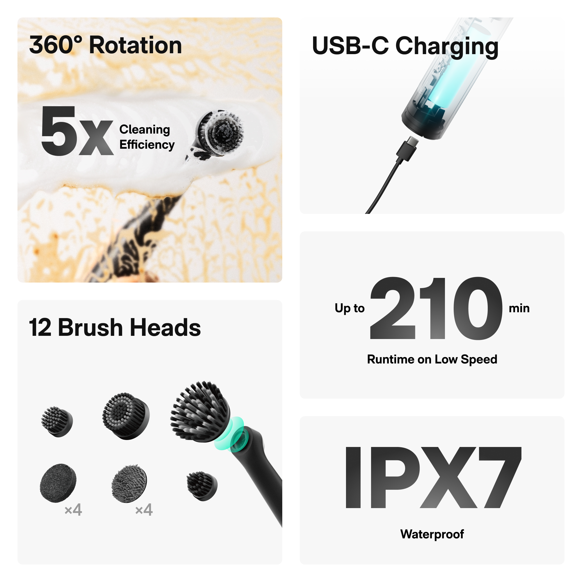 HOTO Wand™ Cordless Spin Scrubber